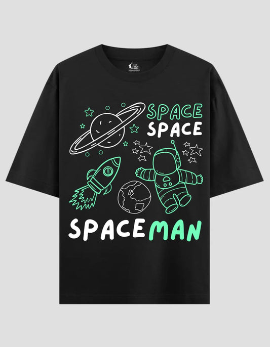 "SPACE MAN" OVERSIZED BLACK T-SHIRT