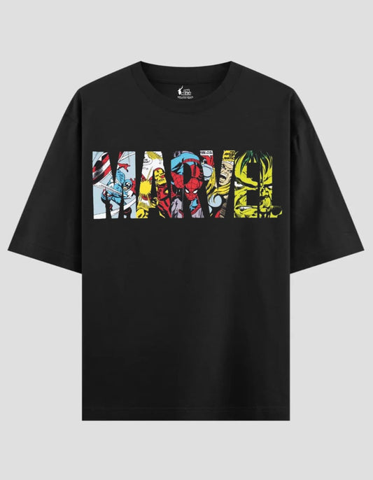 "MARVEL EDITION" OVERSIZED BLACK T-SHIRT