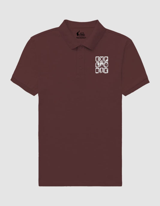 "EXPLORE" MAROON POLO T-SHIRT