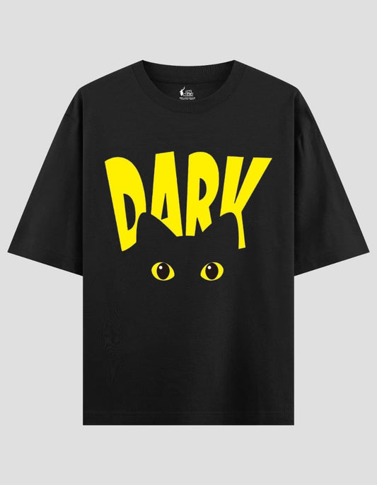 "DARK CAT" OVERSIZED BLACK T-SHIRT