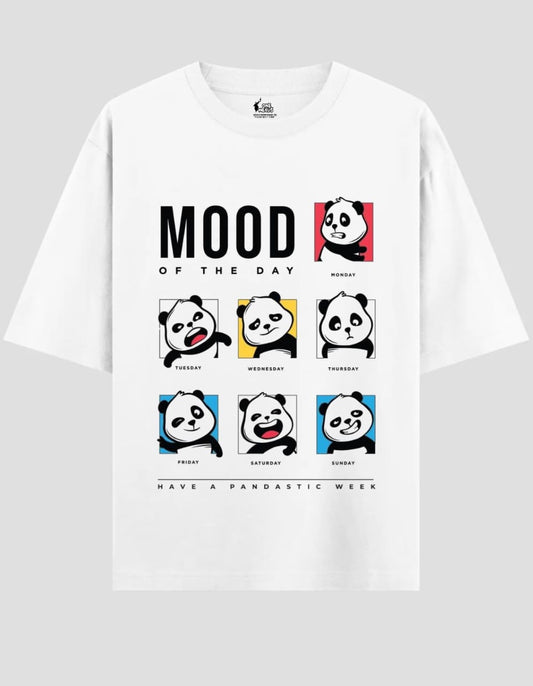 "MOOD OF THE DAY" OVERSIZED WHITE T-SHIRT