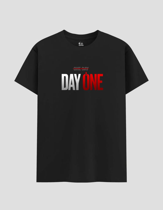 "DAY ONE" REGULAR BLACK T-SHIRT