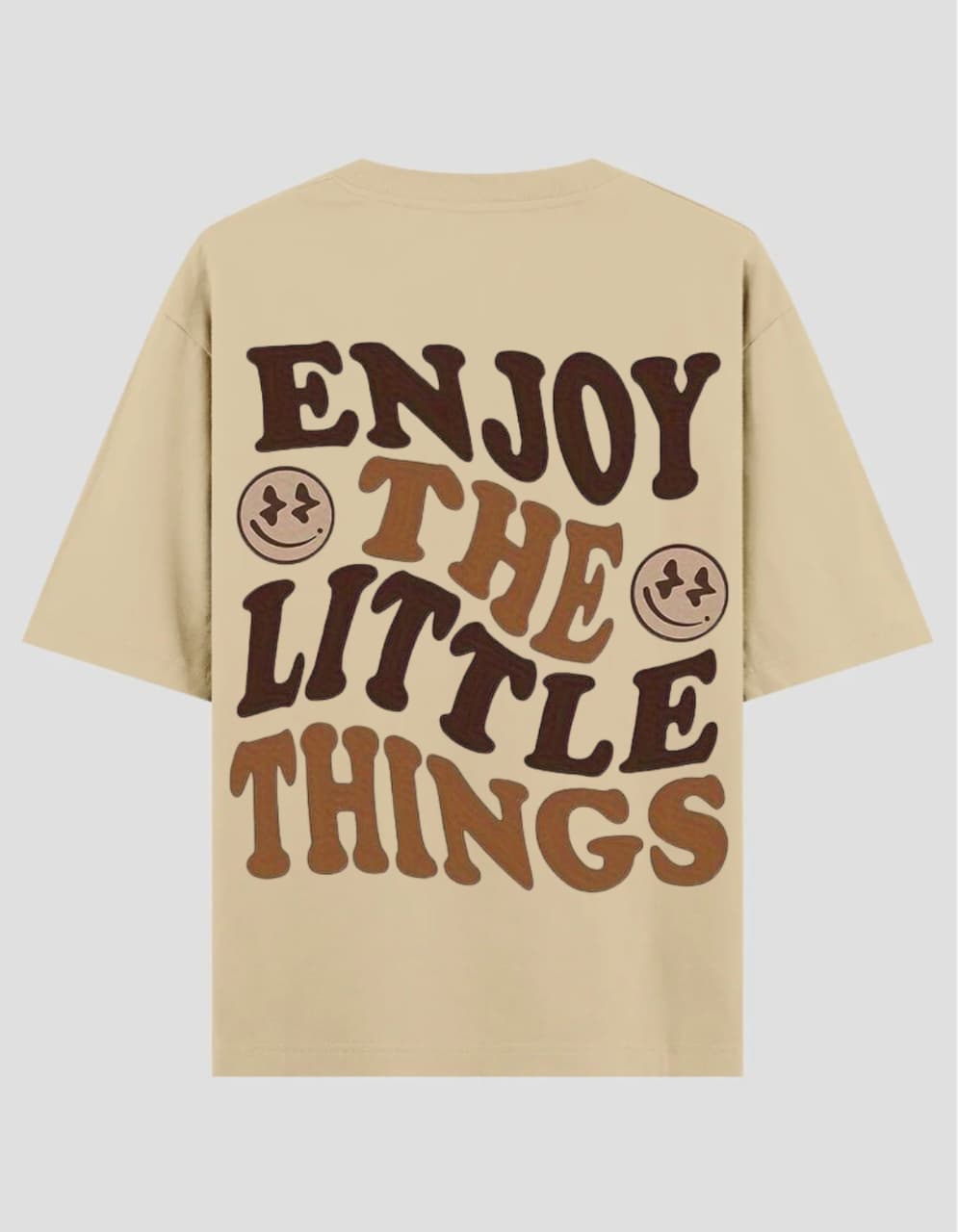 "ENJOY THE LITTLE THINGS" OVERSIZED BEIGE T-SHRIT