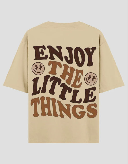 "ENJOY THE LITTLE THINGS" OVERSIZED BEIGE T-SHRIT